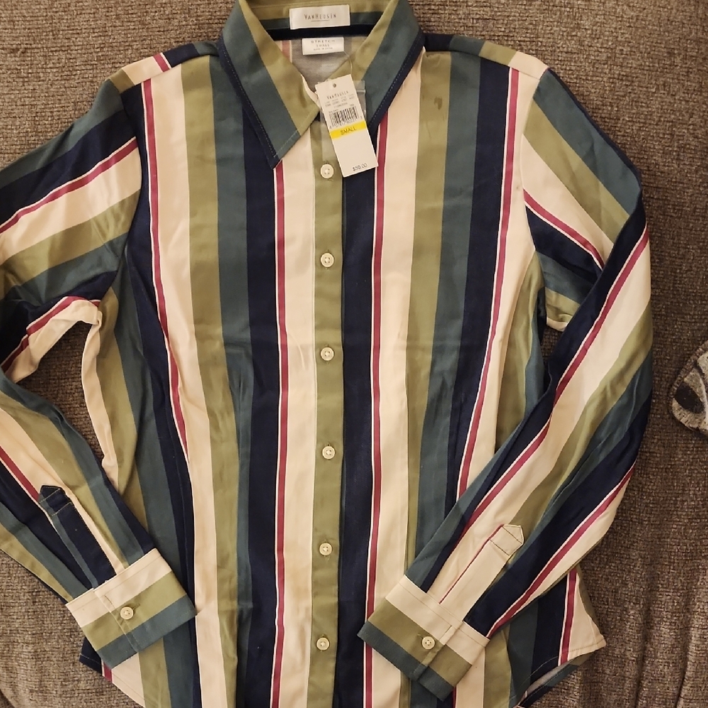 Van Heusen Green and Blue Button Down Shirt